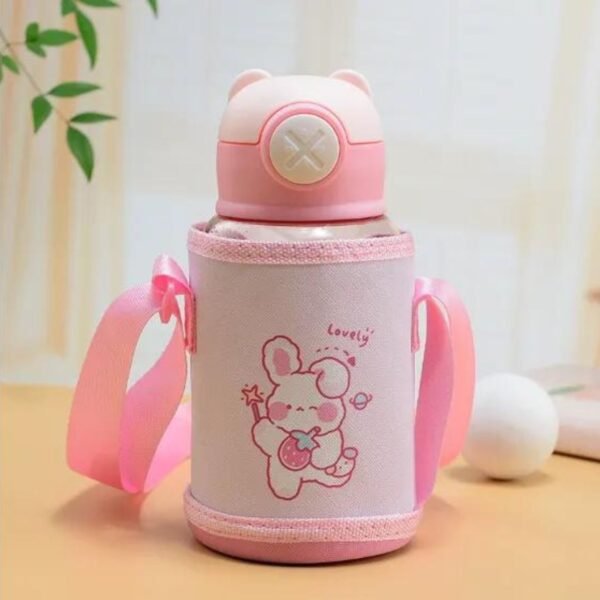Plastic Kids Sipper with Cover & Strap | Push Lock Button | Airtight & Leak-Proof | 500 ML | Assorted Colors | OPP Packing - Image 2