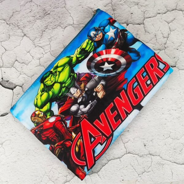 Polyester Character Print Stationery Folder Bag for Kids with Zipper Closure | 2 Front Pocket | 27x37 Cm | Document Bag | Assorted Colors & Prints | OPP Packing - Image 11