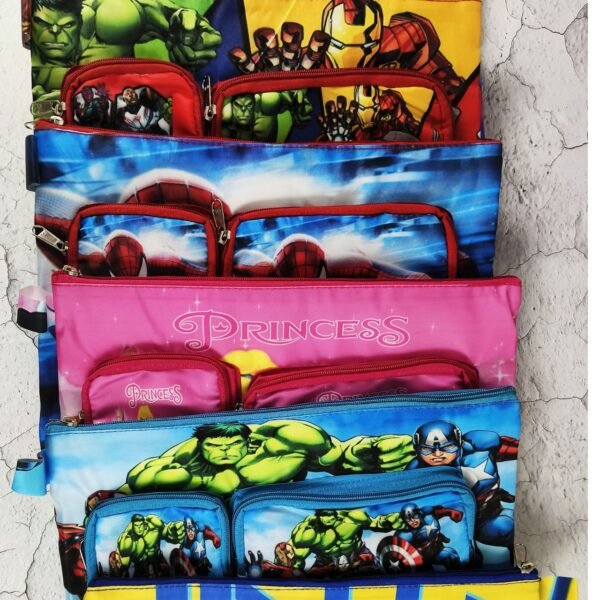 Polyester Character Print Stationery Folder Bag for Kids with Zipper Closure | 2 Front Pocket | 27x37 Cm | Document Bag | Assorted Colors & Prints | OPP Packing - Image 16