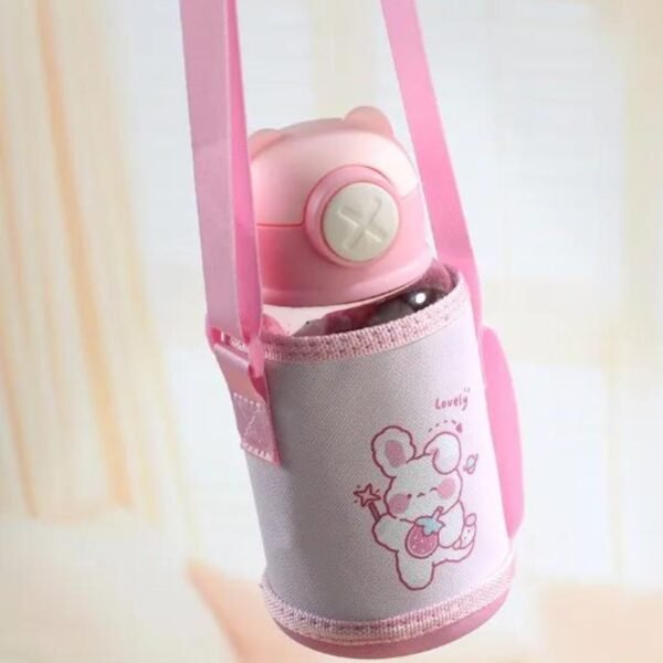 Plastic Kids Sipper with Cover & Strap | Push Lock Button | Airtight & Leak-Proof | 500 ML | Assorted Colors | OPP Packing - Image 7
