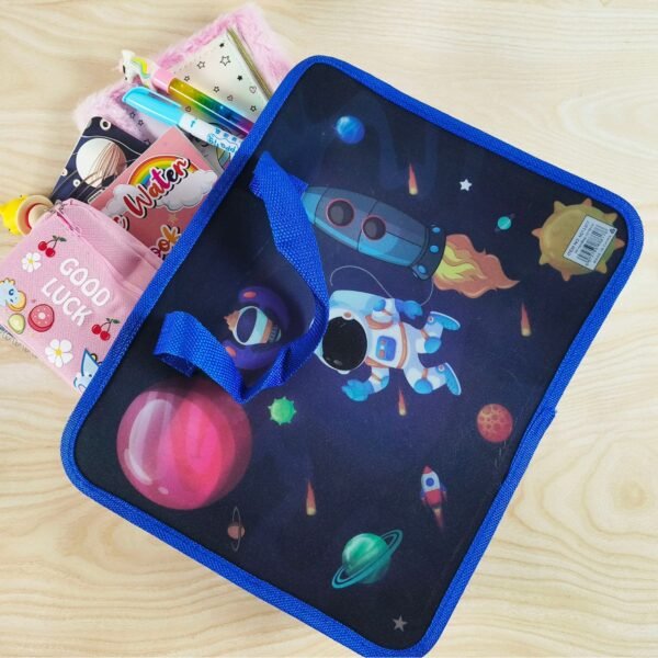 Space Glitter Stationery PVC Folder Bag for Kids with Handle & Zipper Closure | 26x34 Cm | OPP Packing - Image 2