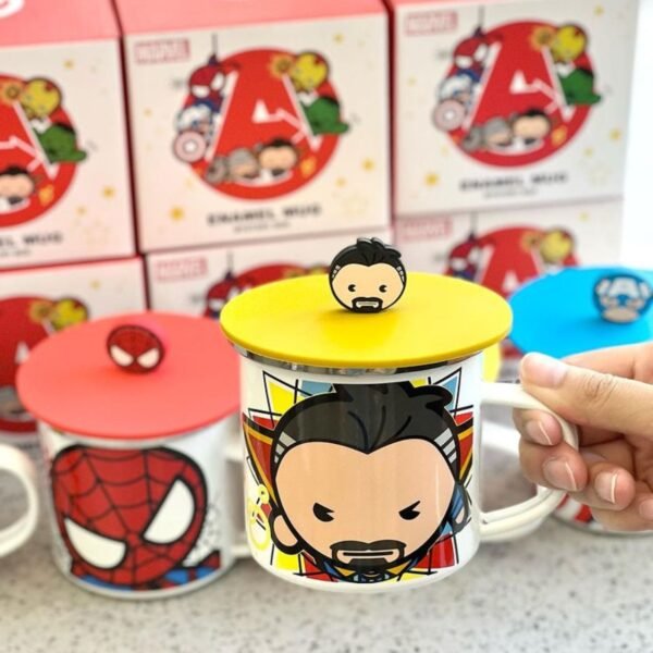 Stainless Steel Super Heros Coffee Cup with Silicone Lid & Handle | 300 Ml | Assorted Design & Colors | Box Packing - Image 2