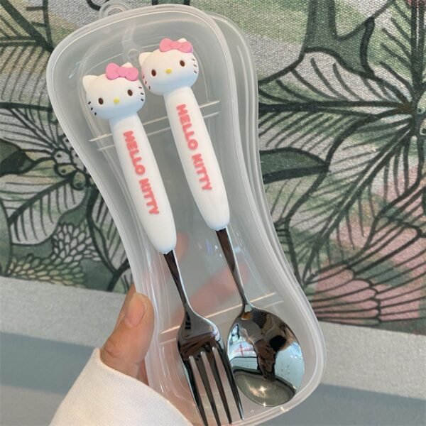 Stainless Steel Spoon & Fork Set | Cure Cartoon Printed | Assorted Design | Plastic Box Packing - Image 9