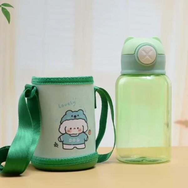 Plastic Kids Sipper with Cover & Strap | Push Lock Button | Airtight & Leak-Proof | 500 ML | Assorted Colors | OPP Packing - Image 6