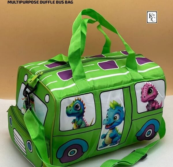 Printed Bus Duffle Bag with Adjustable Shoulder Strap | 21x33x18.5 Cm | Zipper Closure & Multipurpose | Polyester Heavy Quality | Assorted Colors | OPP Packing - Image 2