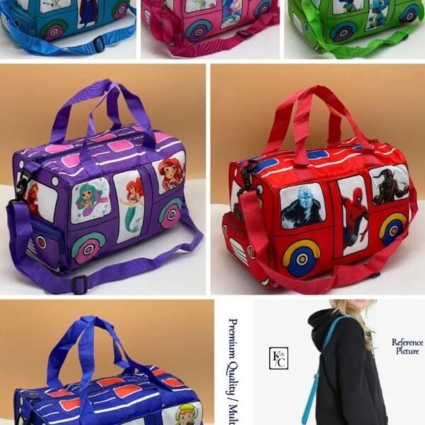 Printed Bus Duffle Bag with Adjustable Shoulder Strap | 21x33x18.5 Cm | Zipper Closure & Multipurpose | Polyester Heavy Quality | Assorted Colors | OPP Packing - Image 4