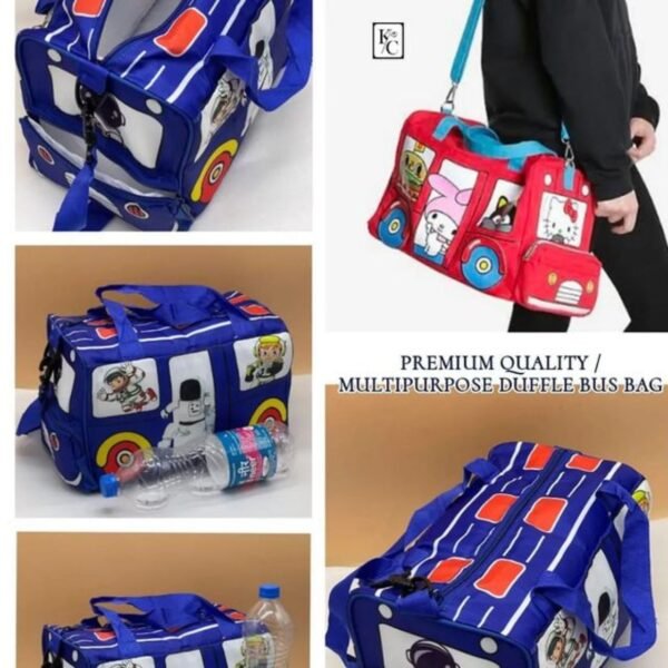 Printed Bus Duffle Bag with Adjustable Shoulder Strap | 21x33x18.5 Cm | Zipper Closure & Multipurpose | Polyester Heavy Quality | Assorted Colors | OPP Packing - Image 6