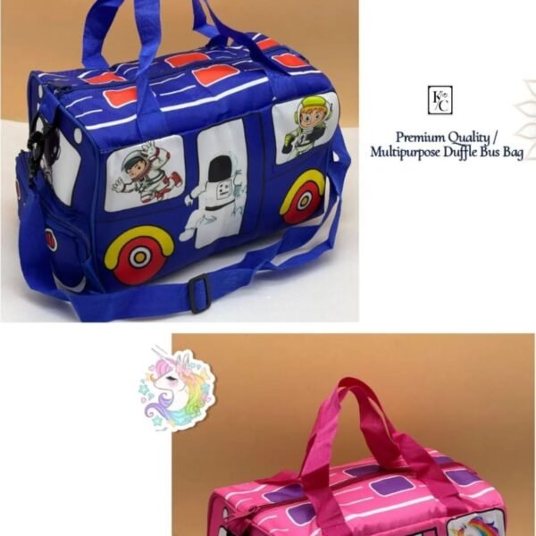 Printed Bus Duffle Bag with Adjustable Shoulder Strap | 21x33x18.5 Cm | Zipper Closure & Multipurpose | Polyester Heavy Quality | Assorted Colors | OPP Packing - Image 7