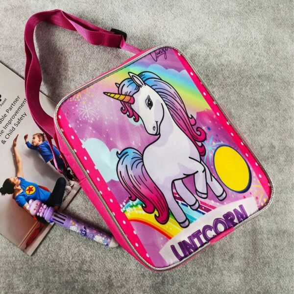 Polyester Cartoon Printed Square Sling Bag with Adjustable Strap & Zipper Closure | 25x9x25 | OPP Packing - Image 8