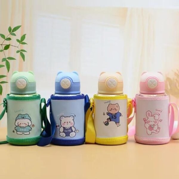 Plastic Kids Sipper with Cover & Strap | Push Lock Button | Airtight & Leak-Proof | 500 ML | Assorted Colors | OPP Packing - Image 8