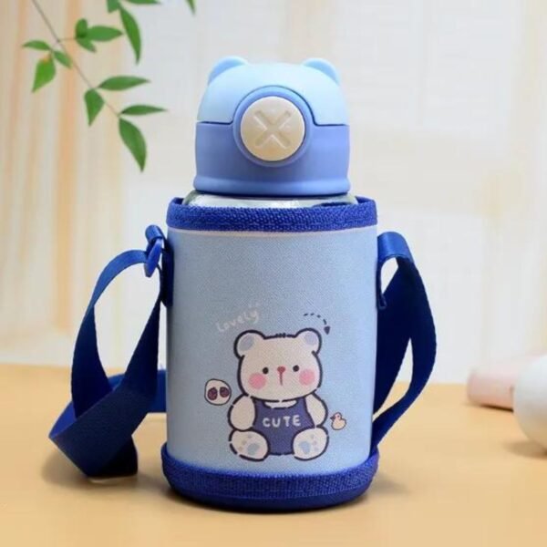 Plastic Kids Sipper with Cover & Strap | Push Lock Button | Airtight & Leak-Proof | 500 ML | Assorted Colors | OPP Packing - Image 4