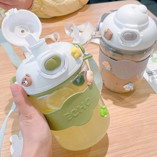 Sport Plastic Sipper with Silicone Sleeves, Starp & Handle | Push Lock Button | Airtight & Leak-Proof | 500 ML | Assorted Colors | Box Packing - Image 5