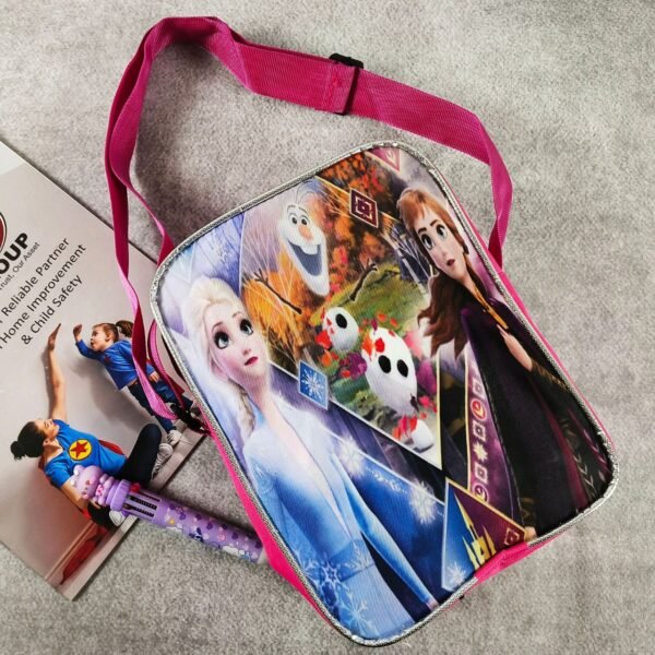 Polyester Cartoon Printed Square Sling Bag with Adjustable Strap & Zipper Closure | 25x9x25 | OPP Packing - Image 7
