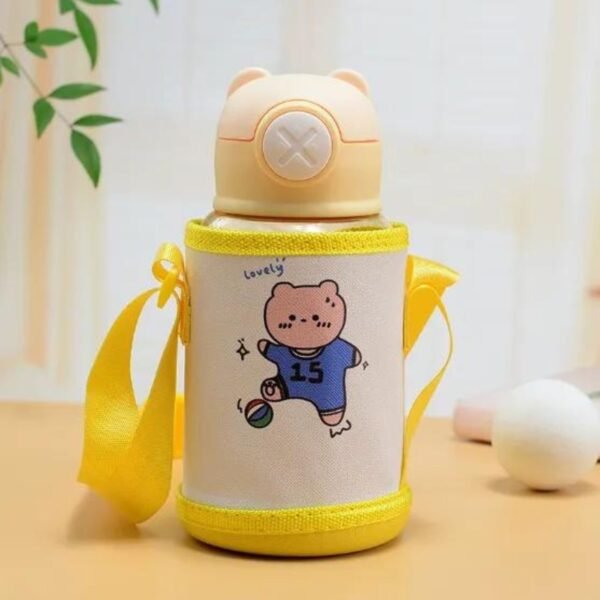 Plastic Kids Sipper with Cover & Strap | Push Lock Button | Airtight & Leak-Proof | 500 ML | Assorted Colors | OPP Packing - Image 3