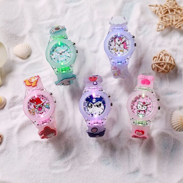 Cute Kawaii Printed Wrist Watch for Kids with Colorful Light | Silicone Belt | Printed Gift Box Packing - Image 5