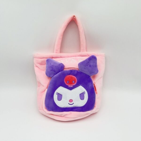 Velvet 2 Pocket Hand Bag for Kids | with Zipper & Handle | 21x23 Cm | Cartoon Printed | Assorted Colors | OPP Packing - Image 10