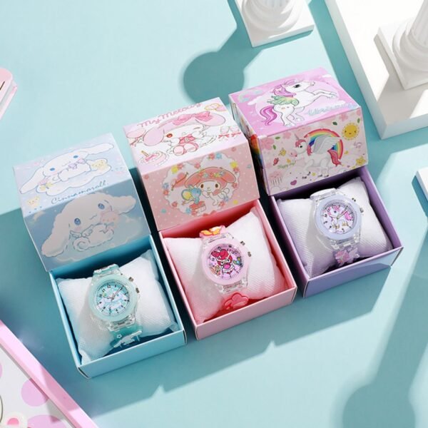 Kawaii Printed Wrist Watch different colors on decorative background