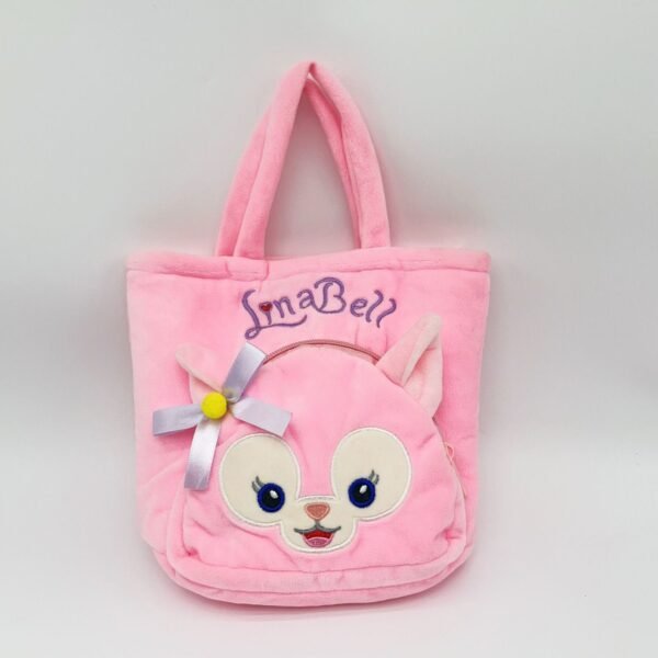 Velvet 2 Pocket Hand Bag for Kids | with Zipper & Handle | 21x23 Cm | Cartoon Printed | Assorted Colors | OPP Packing - Image 4
