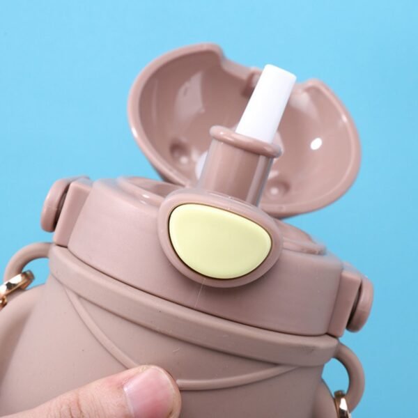 Stainless Steel Cute Bear Sipper with Handle & Strap | Double Wall Insulation | Push Lock Button | Airtight & Leak-proof | 500 ML | Assorted Colors | Box Packing - Image 8