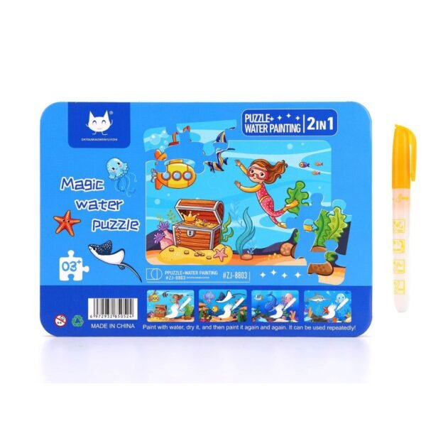 Creative Water Painting Puzzle Sheet with Pen | Handmade Coloring book Set | 4Sheet Set |27 X 19cm X 1.5cm | Assorted Prints | OPP Packing - Image 6
