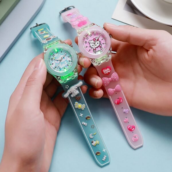 Cute Kawaii Printed Wrist Watch for Kids with Colorful Light | Silicone Belt | Printed Gift Box Packing - Image 3