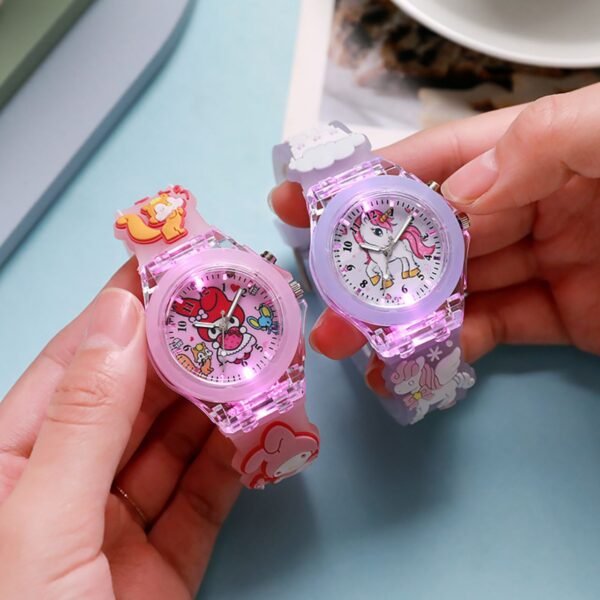 Cute Kawaii Printed Wrist Watch for Kids with Colorful Light | Silicone Belt | Printed Gift Box Packing - Image 2