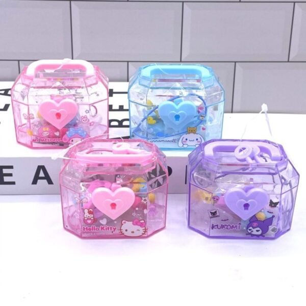 Plastic Transparent Secret Box with Eraser Beads for kids | Lock & Handle| Assorted Colors | Display Box Packing - Image 2