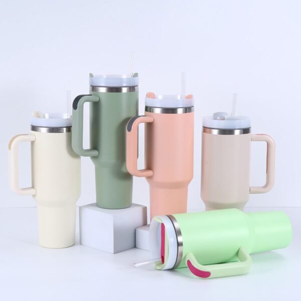 Insulated Tumbler with Handle different colors on white background