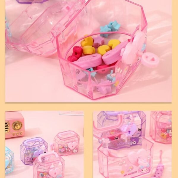 Plastic Transparent Secret Box with Eraser Beads for kids | Lock & Handle| Assorted Colors | Display Box Packing - Image 4