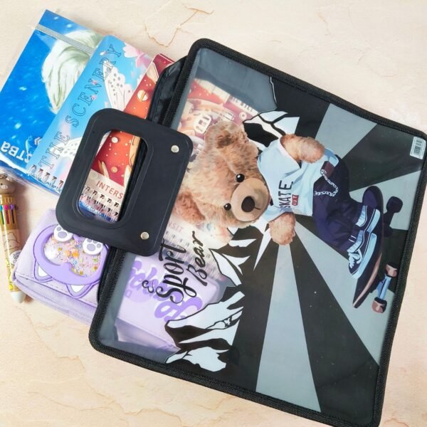 Character Printed PVC Folder Bag for Kids with Zipper & Handle | 37 X 34 Cm | Waterproof | Assorted Printes & Colors | OPP Packing - Image 9