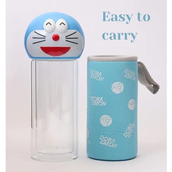 Borosilicate Glass Bottle with Cover | Double Wall Insulations | 320 ML | Wide Mouth | Leakproof | Box Packing - Image 3