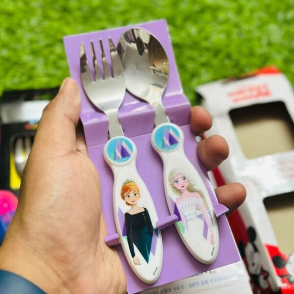 Cartoon Printed Spoon & Fork Set for Kids | 15 Cm | Cutlery Set | Stainless Steel | Assorted Prints | Box Packing - Image 4