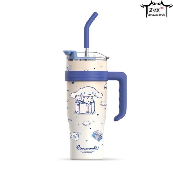 Insulated Tumbler with Handle & Steel Straw | Cartoon Printed | 1200 ML | Airtight & Leak-Proof | Assorted Prints | Box Packing - Image 6
