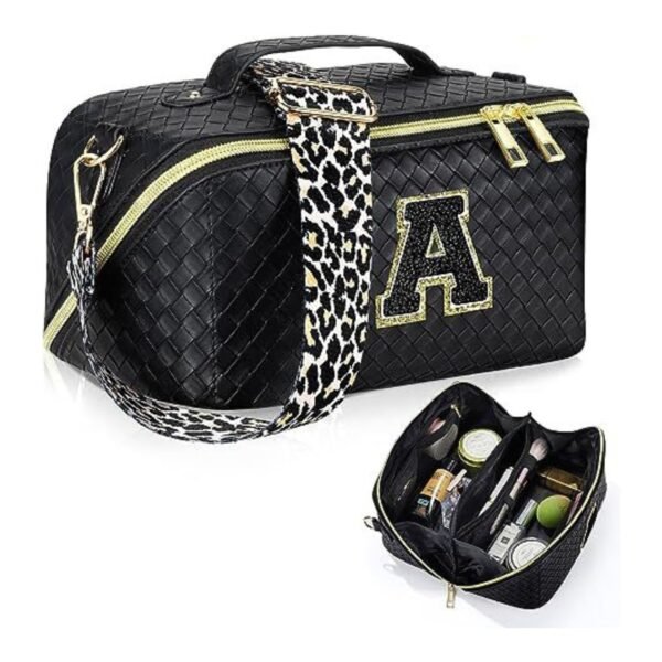 Alphabets Printed Ladies Designer Make-up Bag with Adjustable Shoulder Strap | Zip Closure | Assorted Print & Colors | OPP Packing - Image 2