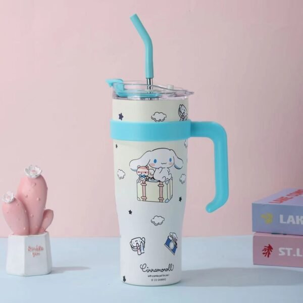Insulated Tumbler with Handle & Steel Straw | Cartoon Printed | 1200 ML | Airtight & Leak-Proof | Assorted Prints | Box Packing - Image 4