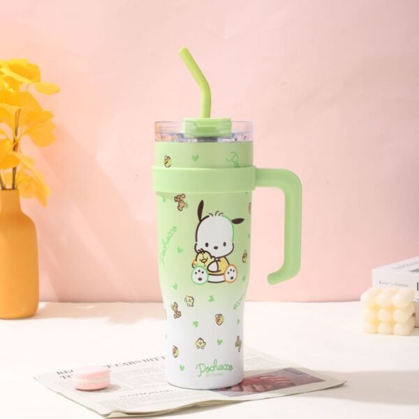 Insulated Tumbler with Handle & Steel Straw | Cartoon Printed | 1200 ML | Airtight & Leak-Proof | Assorted Prints | Box Packing - Image 3