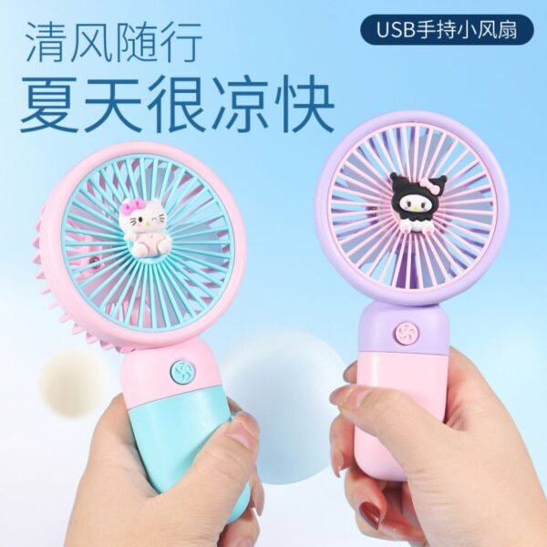 Kids USB Hand Fan with Mobile Stand & Charing Cable | Rechargeable | ABS Plastic Body | 14 Cm | Assorted Colors | Box Packing - Image 2