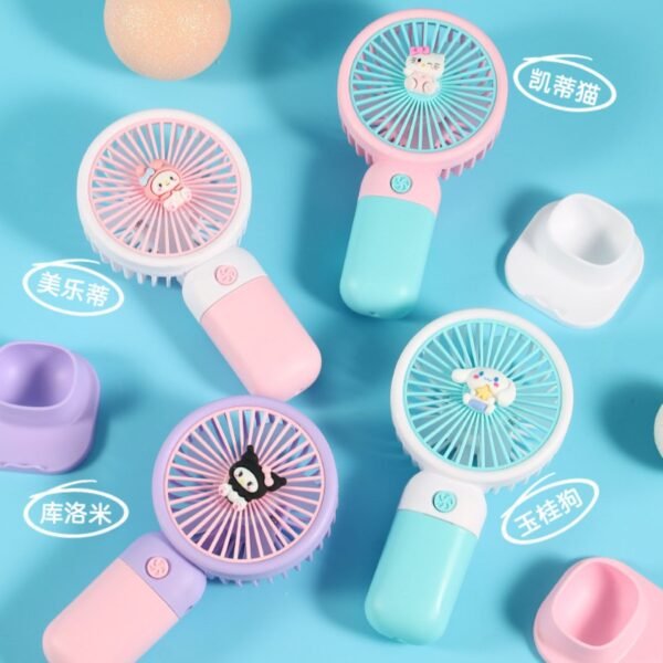 Kids USB Hand Fan with Mobile Stand & Charing Cable | Rechargeable | ABS Plastic Body | 14 Cm | Assorted Colors | Box Packing - Image 3