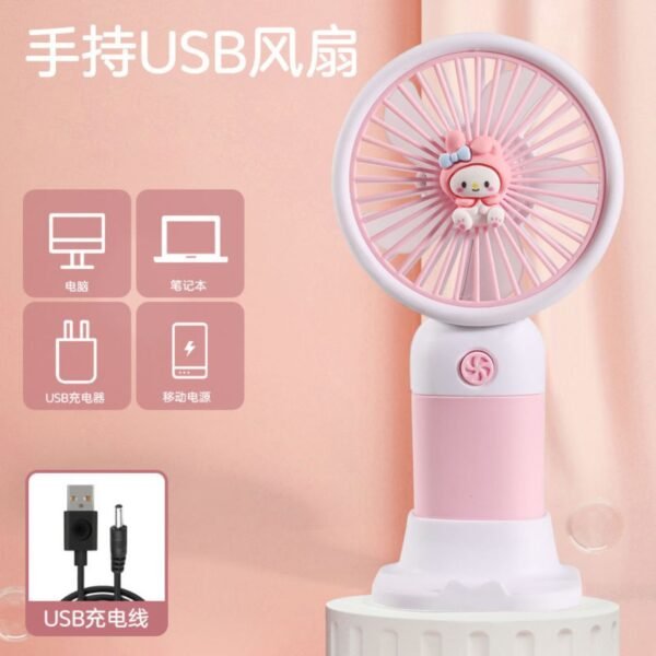 Kids USB Hand Fan with Mobile Stand & Charing Cable | Rechargeable | ABS Plastic Body | 14 Cm | Assorted Colors | Box Packing - Image 4