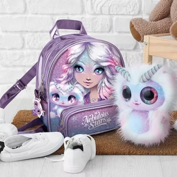 Cartoon Printed PU Leather Glitter Backpack for Kids | 9.5x8x3.5 Inch | Zip Closure | Waterproof | Adjustable Shoulder Strap | Assorted Colors & Prints | OPP Packing - Image 4