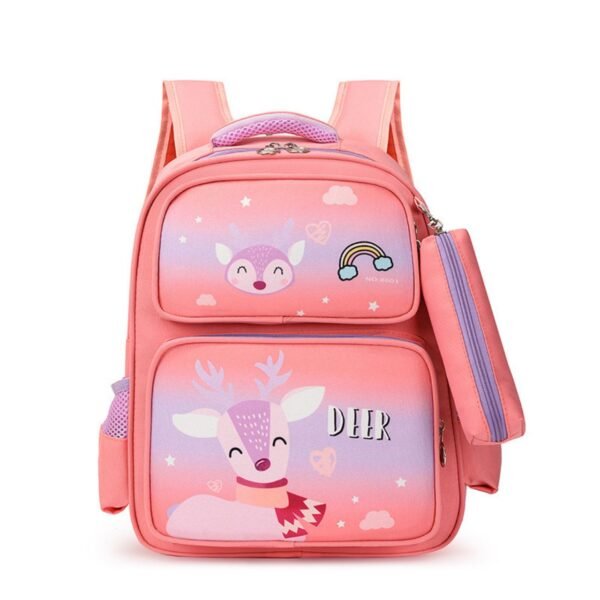 Oxford Kids School Backpack with Pencil Pouch | 3 Compartment | 15 Inch | Zip Closure | Waterproof | Assorted Colors & Prints | OPP Packing - Image 2