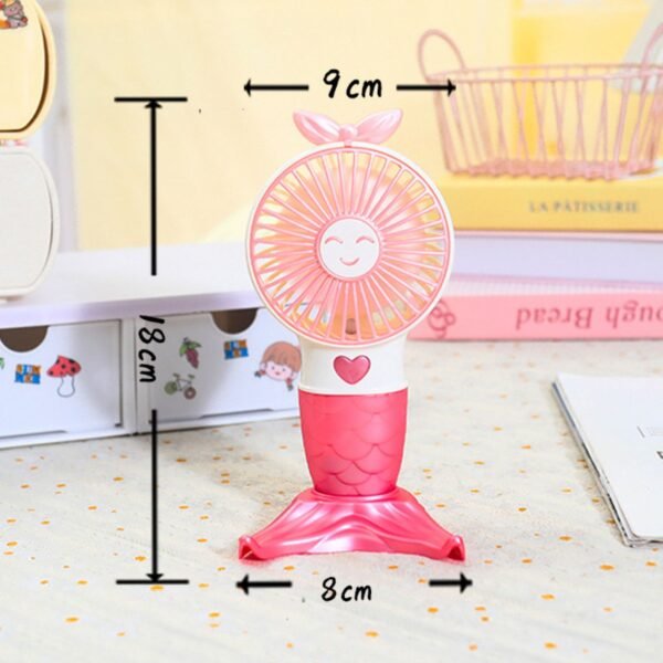 Mermaid Shape Hand Fan with USB Cable | 2 Speed Mode | Recharge & Portable | USB Hand Fan | Assorted Colors | Box Packing - Image 6