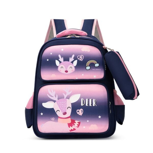 Oxford Kids School Backpack with Pencil Pouch | 3 Compartment | 15 Inch | Zip Closure | Waterproof | Assorted Colors & Prints | OPP Packing - Image 3