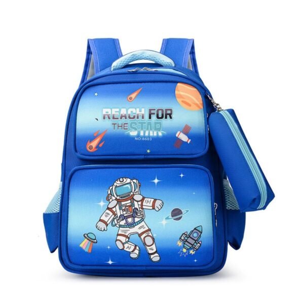 Oxford Kids School Backpack with Pencil Pouch | 3 Compartment | 15 Inch | Zip Closure | Waterproof | Assorted Colors & Prints | OPP Packing - Image 4