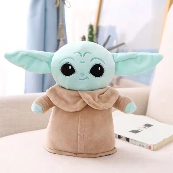 Grogu Character Soft Toy Green color with decorative background