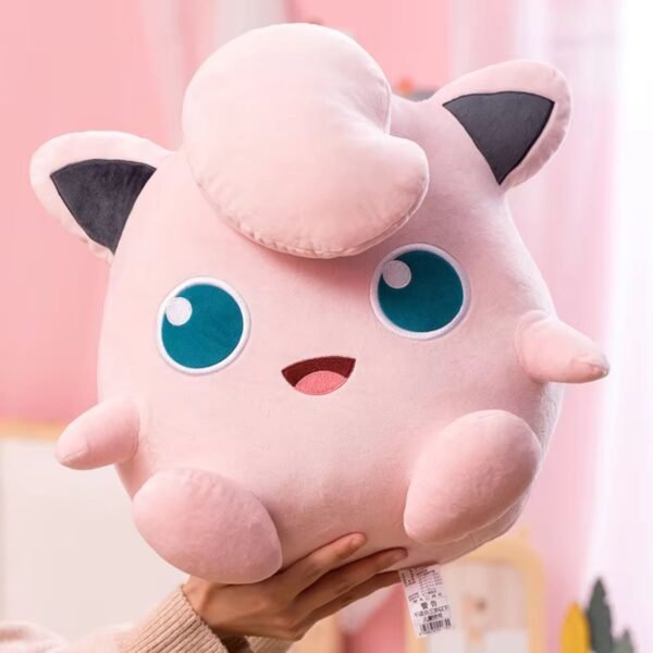 Jigglypuff plush toy. Large pink Pokemon stuffed animal. Cute anime character soft toy for kids