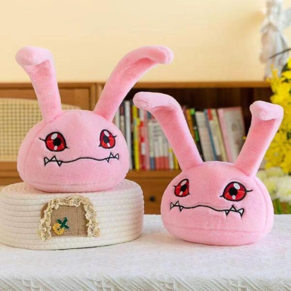 Koromon Pink Plush Toys Set - 2 Pack, Digimon Inspired Monster Stuffed Animals with Red Eyes and Fangs, Anime Collectible Plush.