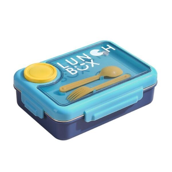 Stainless Steel Insulated Bento Lunch Box with Sauce Bowl & Cutlery Set | 900+150 ML | 4 Compartment | Assorted Colors | Box Packing - Image 4